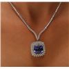 Image 2 : 18KT White Gold GIA Certified 15.58ct Tanzanite and Diamond Necklace
