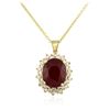 Image 4 : 14KT Yellow Gold 18.46ct Ruby and Diamond Pendant With Chain