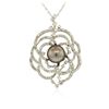 Image 4 : 14KT White Gold Pearl and Diamond Pendant with Chain