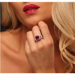 14KT White Gold 5.58ct Ruby and Diamond Ring