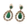 Image 1 : SILVER 29.78ctw Green Crystal and Cubic Zirconia Earrings