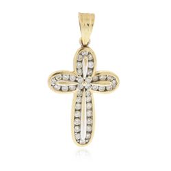 14KT Yellow Gold 0.48ctw Diamond Cross Pendant