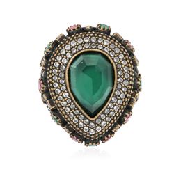 SILVER 22.9ctw Multicolor Gemstone Ring