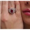 Image 6 : 18KT White Gold 2.90ct Ruby and Diamond Ring