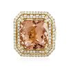Image 3 : 14KT Yellow Gold 12.60ct Morganite and Diamond Ring