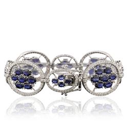 14KT White Gold 18.66ctw Sapphire and Diamond Bracelet