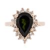 Image 3 : 14KT Rose Gold 3.04ct Green Tourmaline and Diamond Ring