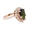 Image 4 : 14KT Rose Gold 3.04ct Green Tourmaline and Diamond Ring