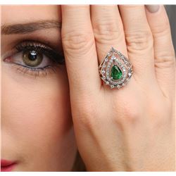 14KT White Gold 2.08ct Tsavorite and Diamond Ring