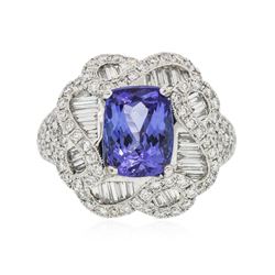 18KT White Gold 3.35ct Tanzanite and Diamond Ring