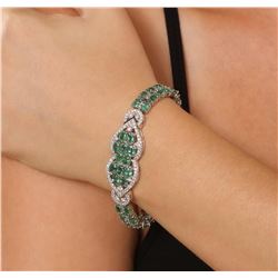 14KT White Gold 22.00ctw Emerald and Diamond Bracelet