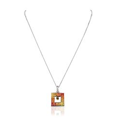 14KT White Gold 4.26ct Yellow Sapphire and Diamond Pendant With Chain