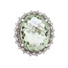 Image 1 : 14KT White Gold 22.47ct Green Quartz and Diamond Ring