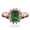 Image 1 : 14KT Rose Gold 1.51ct Emerald and Diamond Ring