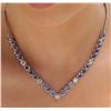 Image 1 : 14KT White Gold 15.40ctw Tanzanite and Diamond Necklace