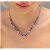 Image 2 : 14KT White Gold 15.40ctw Tanzanite and Diamond Necklace