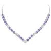 Image 3 : 14KT White Gold 15.40ctw Tanzanite and Diamond Necklace