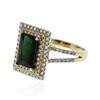 Image 2 : 14KT Yellow Gold 3.15ct Green Tourmaline and Diamond Ring