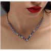 Image 1 : 14KT White Gold 10.56ctw Tanzanite and Diamond Necklace