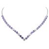 Image 3 : 14KT White Gold 10.56ctw Tanzanite and Diamond Necklace