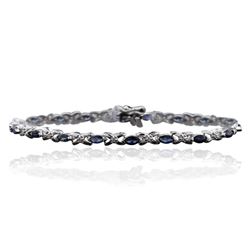 14KT White Gold 4.23ctw Sapphire and Diamond Bracelet