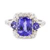 Image 1 : 14KT White Gold 3.94ctw Tanzanite and Diamond Ring