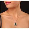 Image 1 : 14KT White Gold 9.15ct Emerald and Diamond Pendant With Chain