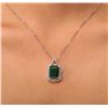 Image 2 : 14KT White Gold 9.15ct Emerald and Diamond Pendant With Chain