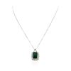 Image 3 : 14KT White Gold 9.15ct Emerald and Diamond Pendant With Chain