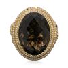 Image 3 : 14KT Yellow Gold 18.72ct Smoky Quartz and Diamond Ring