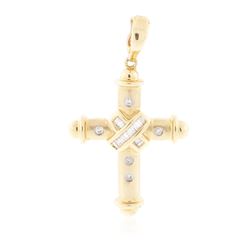 14KT Yellow Gold 0.14ctw Diamond Cross Pendant