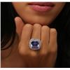 Image 1 : 14KT White Gold GIA Certified 14.89ct Tanzanite and Diamond Ring