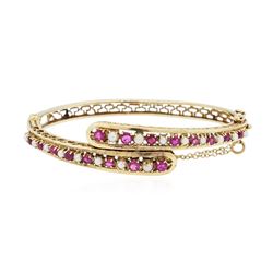 14KT Yellow Gold 2.24ctw Ruby Bangle Bracelet