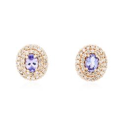 14KT Rose Gold 1.40ctw Tanzanite and Diamond Earrings