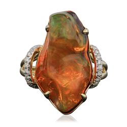 14KT Yellow Gold 8.94ct Opal and Diamond Ring