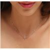 Image 1 : 14KT Rose Gold 0.32ctw Diamond Cross Necklace