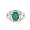 Image 1 : 14KT White Gold 1.65ct Emerald and Diamond Ring