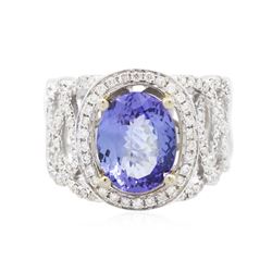 14KT Two-Tone Gold 2.88ct Tanzanite and Diamond Ring