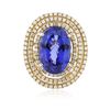 Image 3 : 14KT Yellow Gold 12.46ct GIA Certified Tanzanite and Diamond Ring