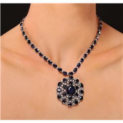 14KT White Gold 196.43ctw Sapphire Necklace