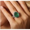 Image 1 : 14KT Yellow Gold 7.61ct Emerald and Diamond Ring