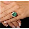 Image 2 : 14KT Yellow Gold 7.61ct Emerald and Diamond Ring