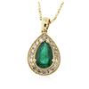 Image 4 : 14KT Yellow Gold 2.76ct Emerald and Diamond Pendant With Chain