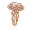 Image 3 : 14KT Rose Gold 5.09ct Morganite and Diamond Ring