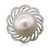 Image 1 : 18KT White Gold Pearl and Diamond Ring