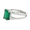 Image 2 : Platinum 3.63ct Emerald and Diamond Ring