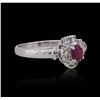 Image 4 : 14KT White Gold 0.51ct Ruby and Diamond Ring