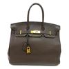 Image 4 : Authentic Vintage Hermes 35cm Birkin Bag in Chocolate Clemence Leather with Gold Hardware