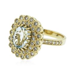 14KT Yellow Gold 2.27ct Aquamarine and Diamond Ring