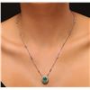 Image 1 : 14KT White Gold 1.18ct Emerald and Diamond Necklace